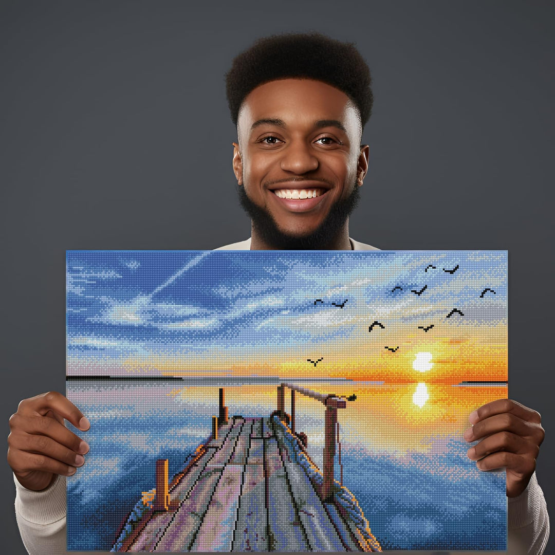 Diamond Dotz DD12-051 Sunset Jetty, ca. 71 x 47 cm gross, Diamond Painting, Malen mit Diamanten, fun