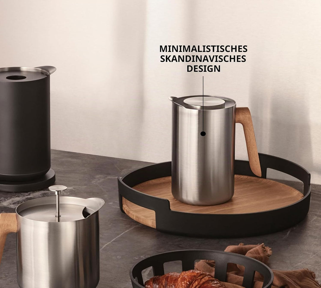 EVA SOLO | Isolierkanne 1,0l Nordic Kitchen Edelstahl | Der Vakuumstahleinsatz hält den Kaffee sehr