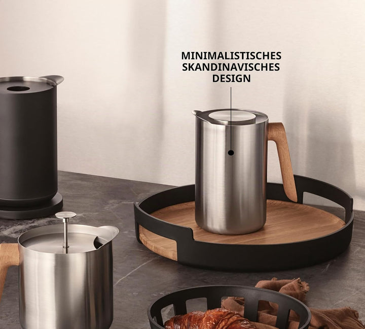 EVA SOLO | Isolierkanne 1,0l Nordic Kitchen Edelstahl | Der Vakuumstahleinsatz hält den Kaffee sehr