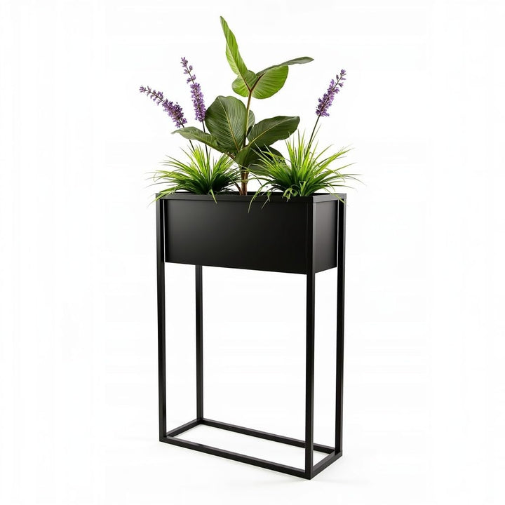 Pflanzenständer Petto - 40x21x60cm - Farbe Schwarz - für Zimmerblumen - Metallregal - Dekorativer Ti