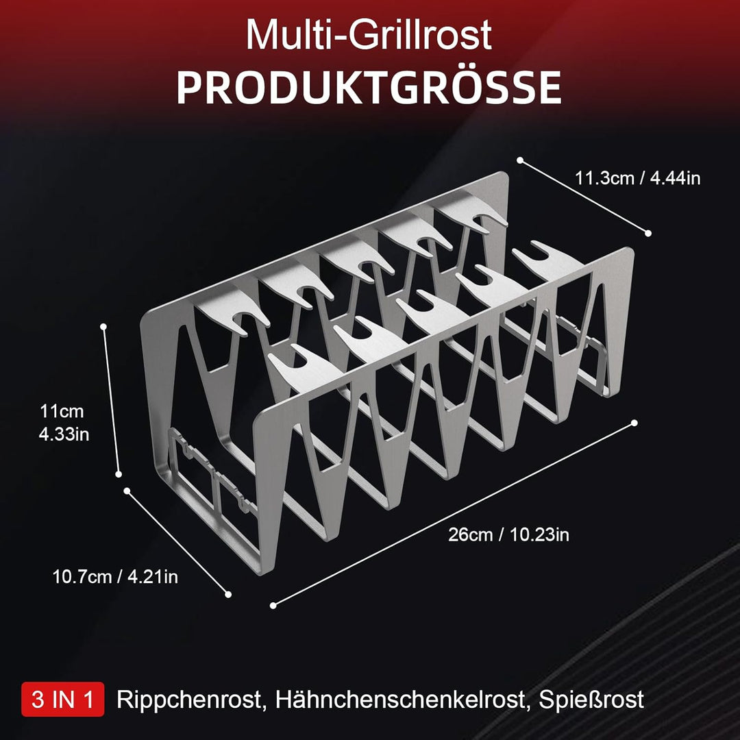 Spareribs Halter Grill, Hähnchenschenkel Halter, Grill Zubehör aus Edelstahl, Ganz einfach indirekt