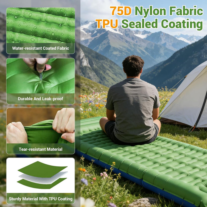 JATEKA Isomatte Camping, 12CM Aufblasbare Isomatte Mit Integrierter Fusspumpe, Outdoor Camping Luftm