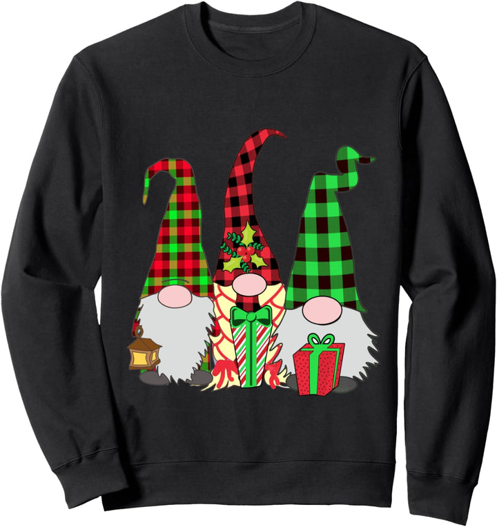 3 Nordische Zwerge Winter Rot Grün Kariert Niedlich Sweatshirt