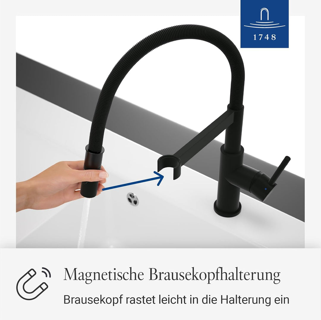 Villeroy & Boch Steel Expert Compact Küchenarmatur, Hochdruck mit Umschaltfunktion und 360° schwenkb