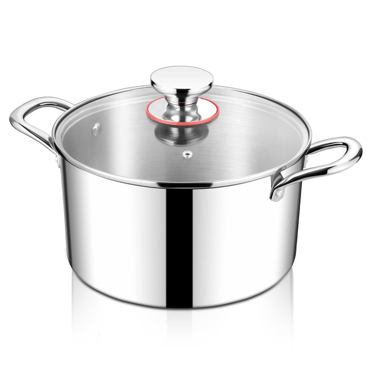 HaWare Kochtopf, 24cm Topf Induktion aus 3-Lagen Edeastahl, 5,7L Kochtöpfe Nudeltopf mit Glasdeckel