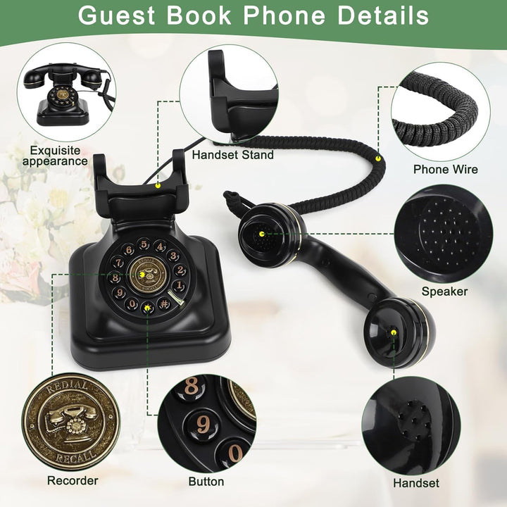RDYMONKEY Audio-Gästebuch Hochzeit, Retro-Telefon für persönliche Sprachnachrichten, Gästebuch Alter