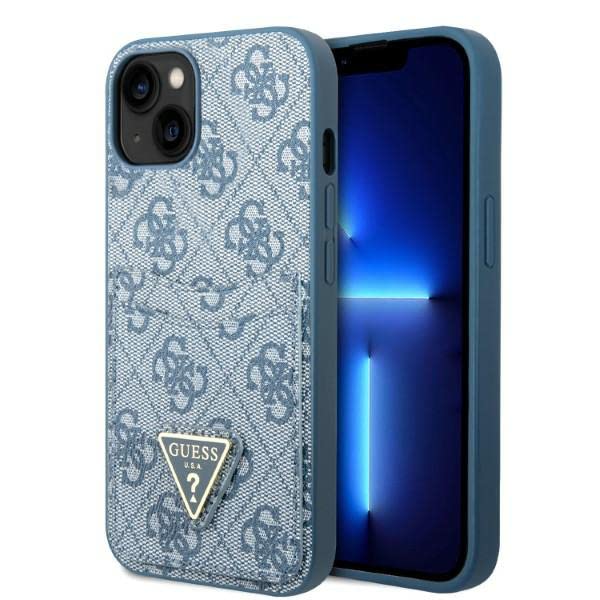 Guess GUHCP13SP4TPB Hülle für iPhone 13 Mini 5,4" blau/Blue hardcase 4G Triangle Logo Cardslot