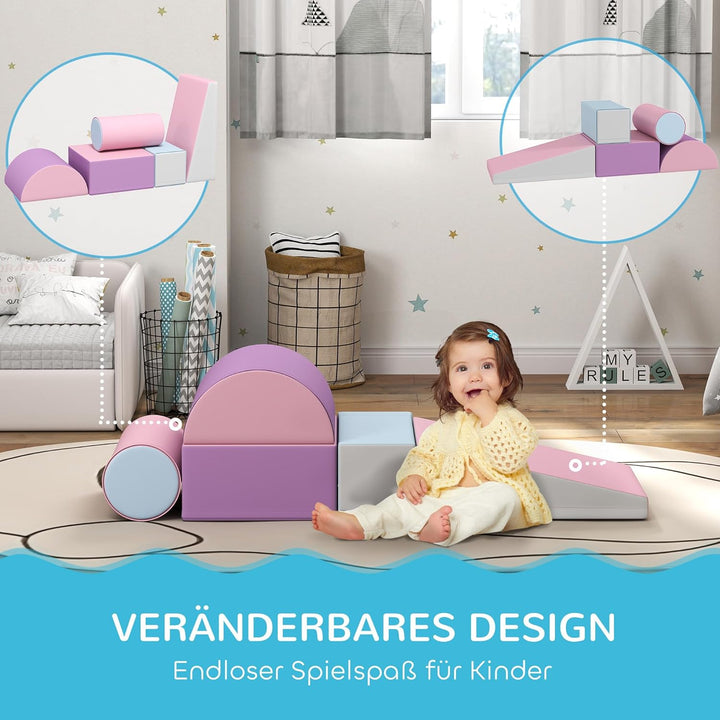 HOMCOM 5 TLG. Schaumstoff Bausteine Kinder Softbausteine Klettern Bauklötze Weiche Schaumstoffbauste