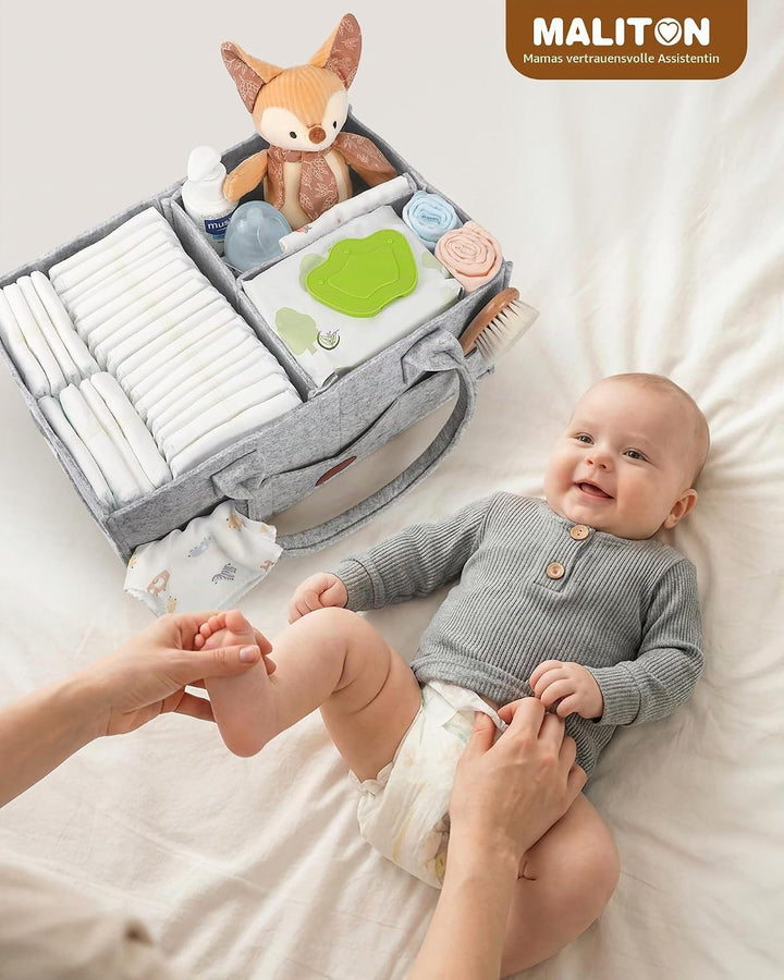 Maliton Wickeltisch Organizer, Baby Windel Caddy Organizer Newborn Essentials, Robuster Tragbarer Fi