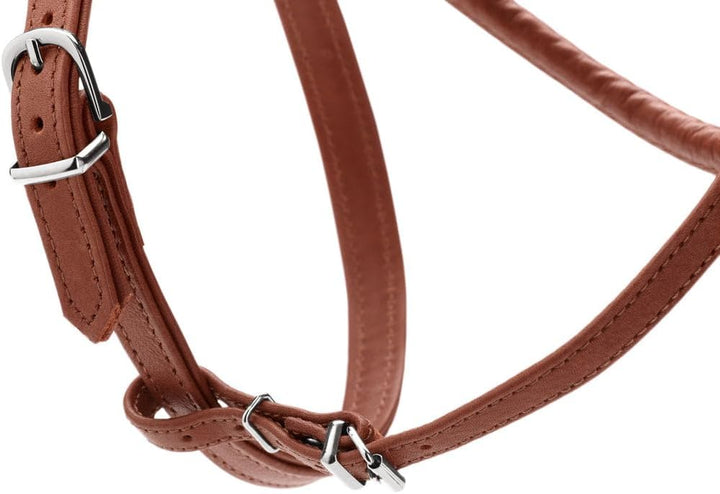 Hunter Hundegeschirr Round &amp; Soft Canadian UP, Farbe: Cognac, weiches, geschmeidiges Leder, rundgenä