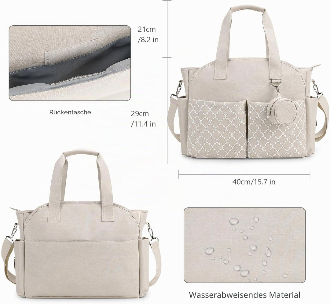 Lmbabter Diaper Bag Wickeltasche Beige, Beige