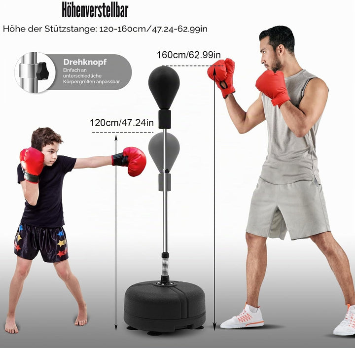 Punchingball Boxsack Standboxsack Erwachsene Boxbirne 120-160cm Höhenverstellbarer Boxausrüstung Ste