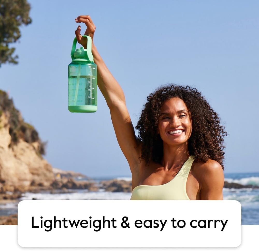 Takeya Hochwertige motivierende Wasserflasche mit Strohhalmdeckel, Times to Drink, BPA-freier Tritan