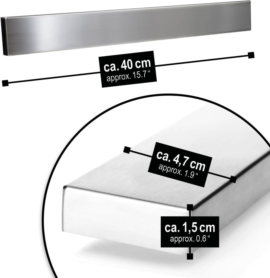 Magnetische Messer-Leiste aus Edelstahl - 40 cm langer Magnethalter zur Wandbefestigung - vielseitig