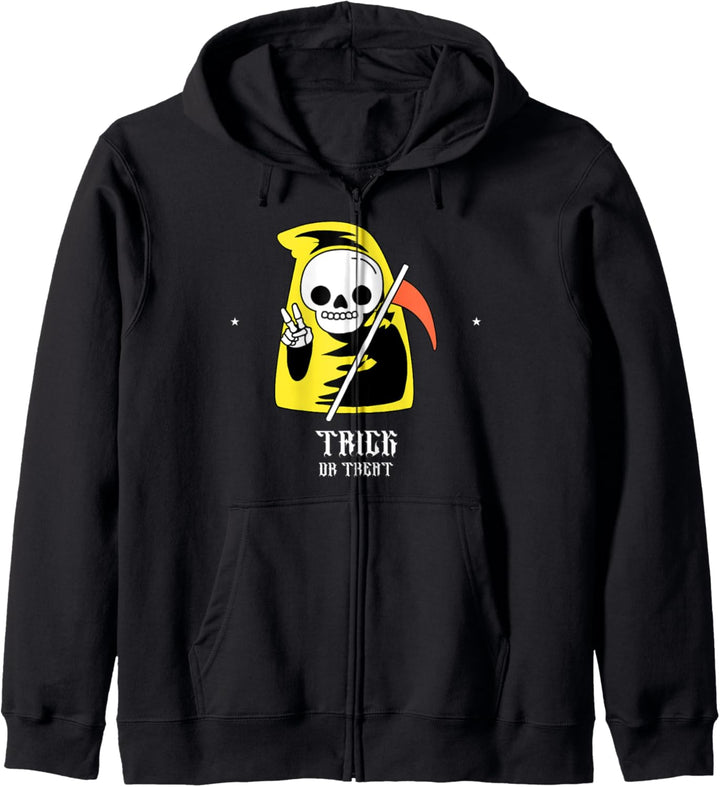 Süsses oder Saures Schädeltod Lustiges Kostüm Halloween Kapuzenjacke