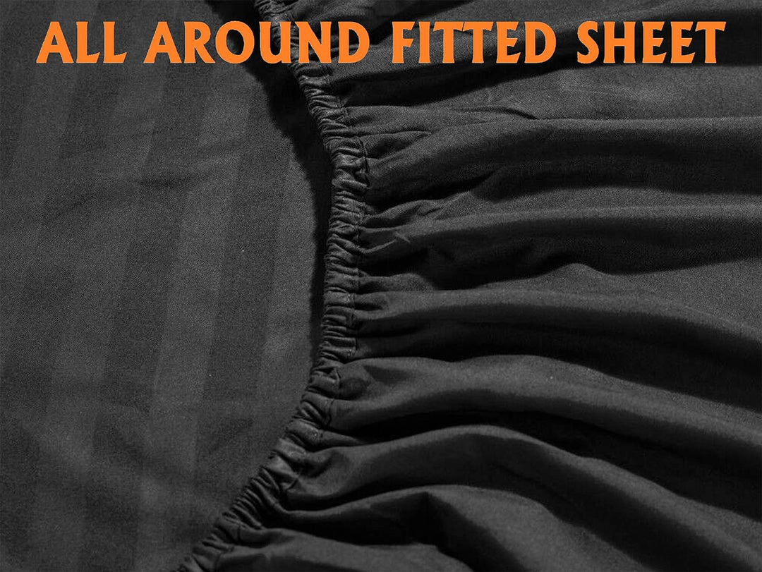 Elegant Comfort Stripe Bed Sheets Bettlaken, schwarz, Queen Queen Schwarz, Queen Schwarz