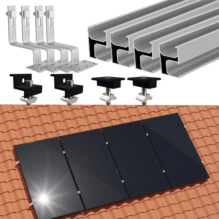 Photovoltaik Ziegeldach Befestigungssystem,Solar Alu Halterung Befestigung Schiene Dachhaken PV für