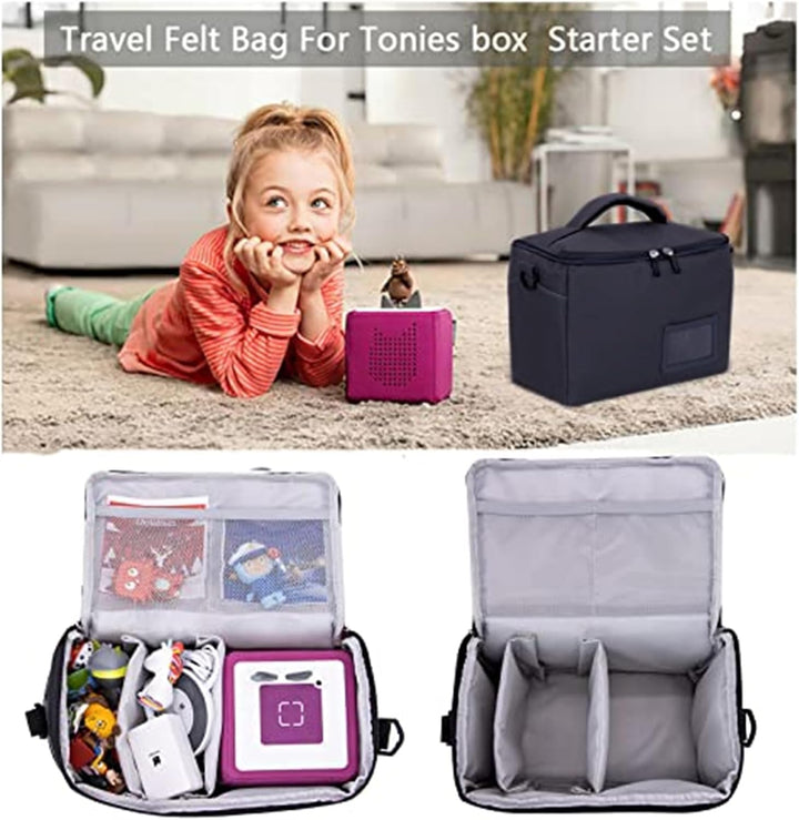 Chedin Tasche Kindergepäck viel Platz für Toniebox Figuren Tigerbox Transport Folie Hörfiguren Musik