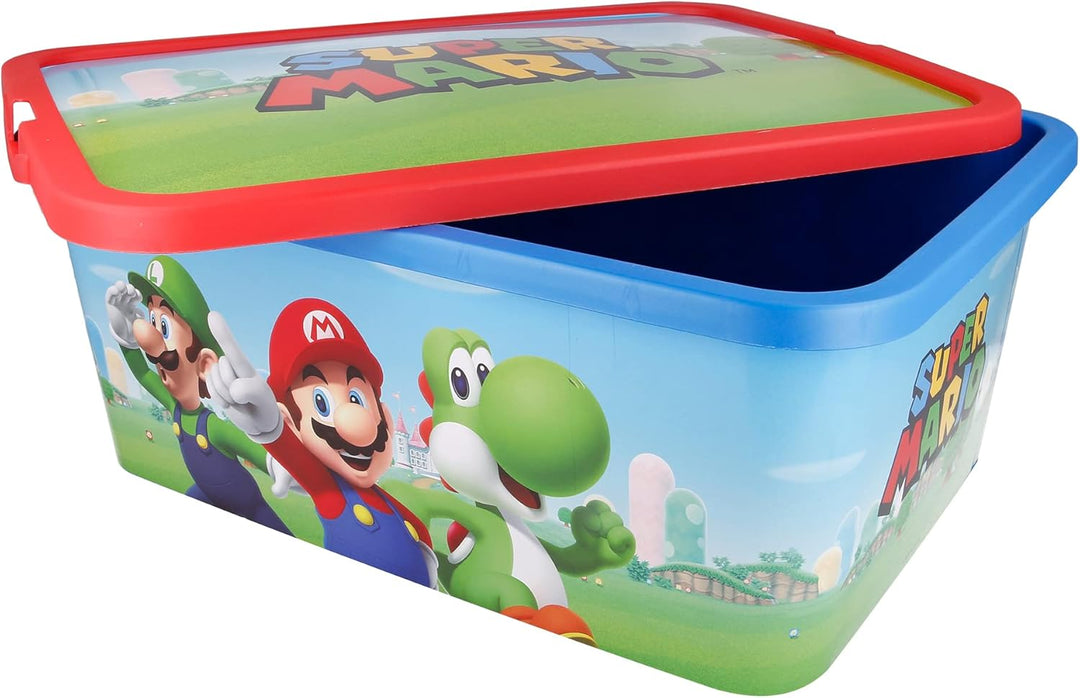 Stor DEKORIERTE AUFBEWAHRUNGSBOX. 13L FASSUNGSVERMÖGEN | SUPER Mario SCATOLA PORTAOGGETTI, Plastic,
