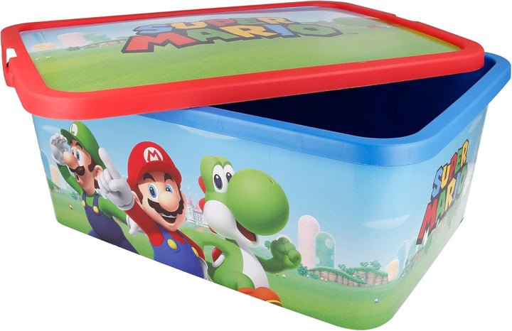 Stor DEKORIERTE AUFBEWAHRUNGSBOX. 13L FASSUNGSVERMÖGEN | SUPER Mario SCATOLA PORTAOGGETTI, Plastic,