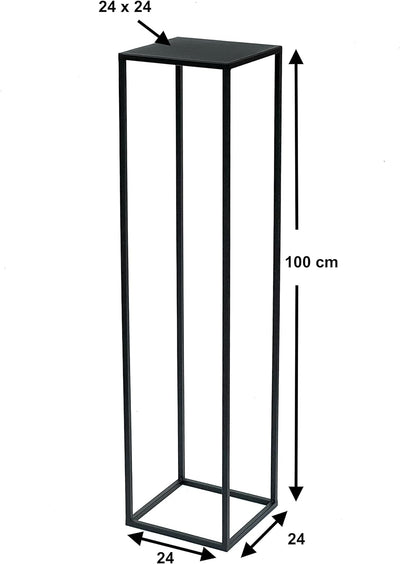 DanDiBo Blumenhocker Metall Schwarz Eckig 100 cm Blumenständer Beistelltisch 96351 Blumensäule Moder