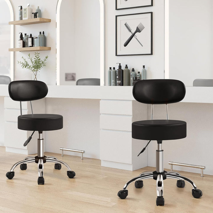Yaheetech Rollhocker Arbeitshocker mit Rückenlehne Höhenverstellbarer 75.5-85cm,Drehhocker mit Rolle