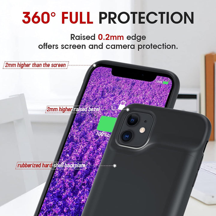 HUOBAO Akkutasche für iPhone 11, [5000mAh] Zusatzladungstasche für iPhone, schützende tragbare Power