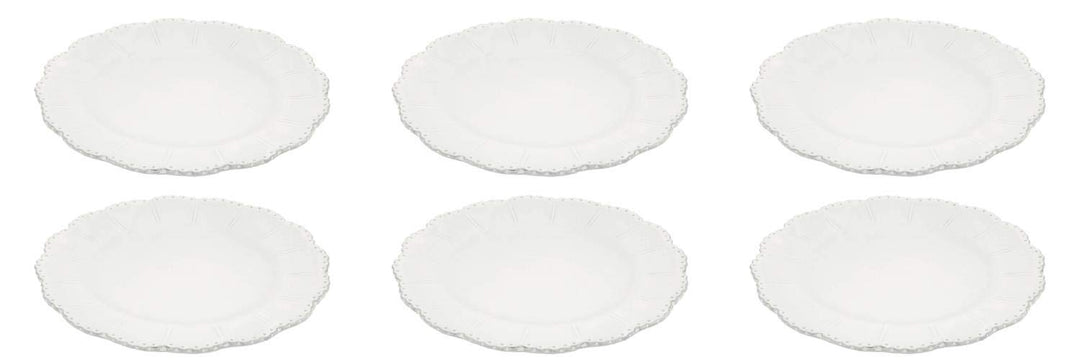 CREAFLOR HOME 6er Set Speiseteller Essteller Italica PALLINI D 28cm weiss Keramik Virginia Casa