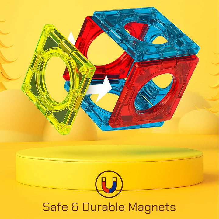 CELMAN Magnetische Bausteine 120 Teile Magnete Bauklötze Murmelbahn mit Zubehör, Montessori Spielzeu