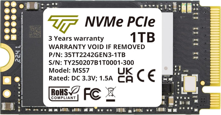 Timetec 1TB M.2 2242 SSD NVMe PCIe Gen3x4 3D NAND TLC Lese-/Schreibgeschwindigkeit bis zu 2.100/1.60