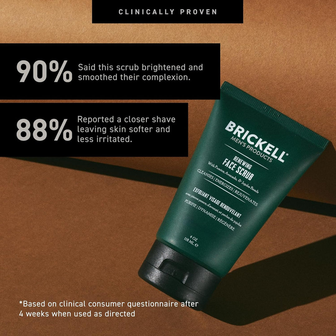 Brickell Men‘s Renewing Face Scrub - Natürliches und organisches Gesichtspeeling für Männer - Porent