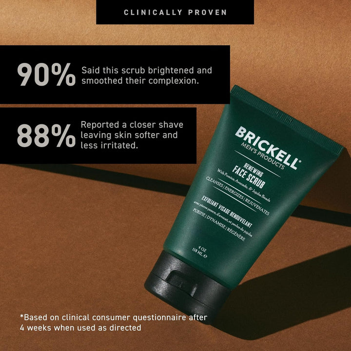 Brickell Men‘s Renewing Face Scrub - Natürliches und organisches Gesichtspeeling für Männer - Porent