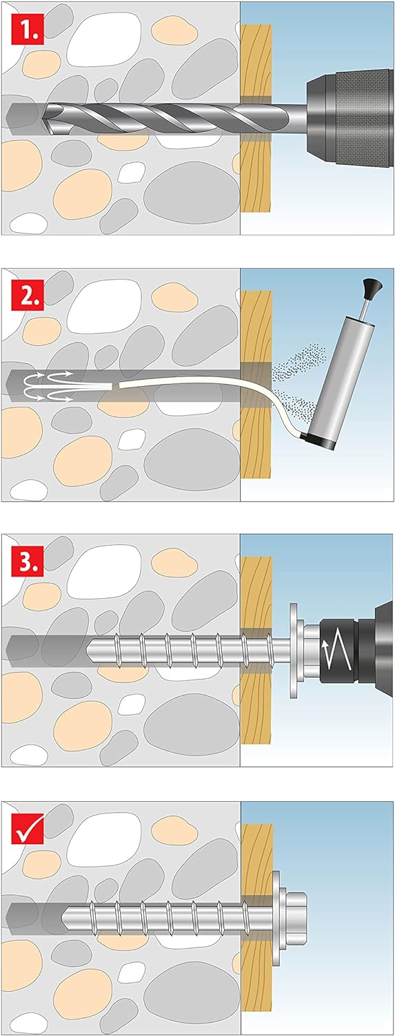 TOX Schraubanker Sumo Max 1 KB-U 10x240 mm, Sechskantkopf mit Bauscheibe, Stahl verzinkt, für Befest