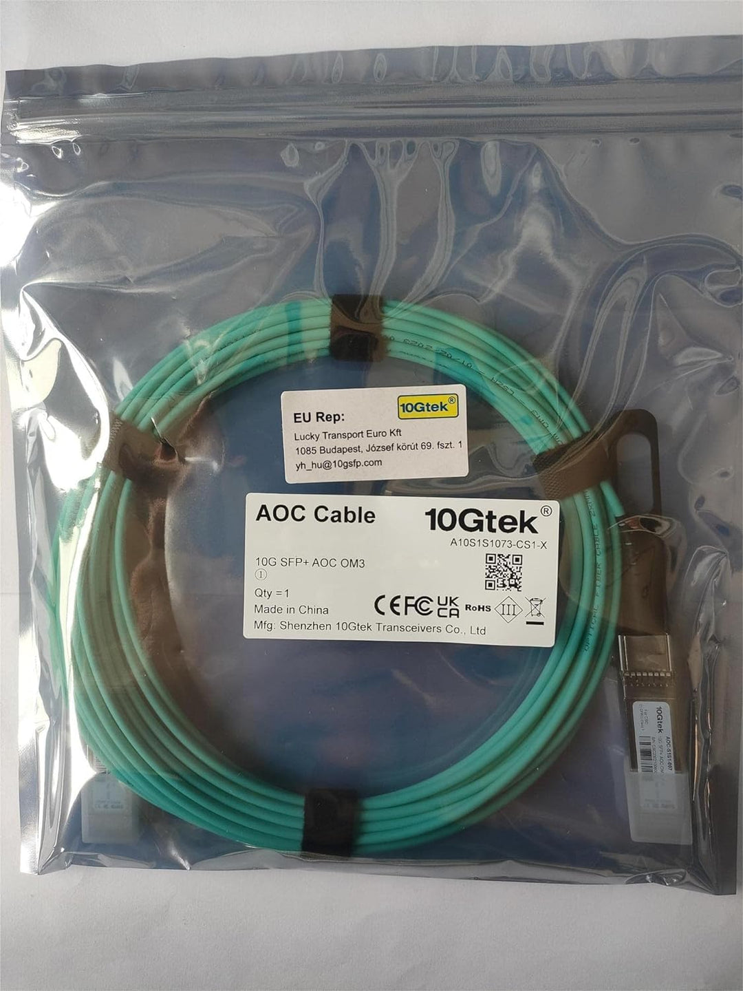 10Gtek für Ubiquiti UniFi 10GbE SFP+ AOC Kabel 10-Meter, 10GBASE Active Optical SFP+ OM3 MMF Cable f