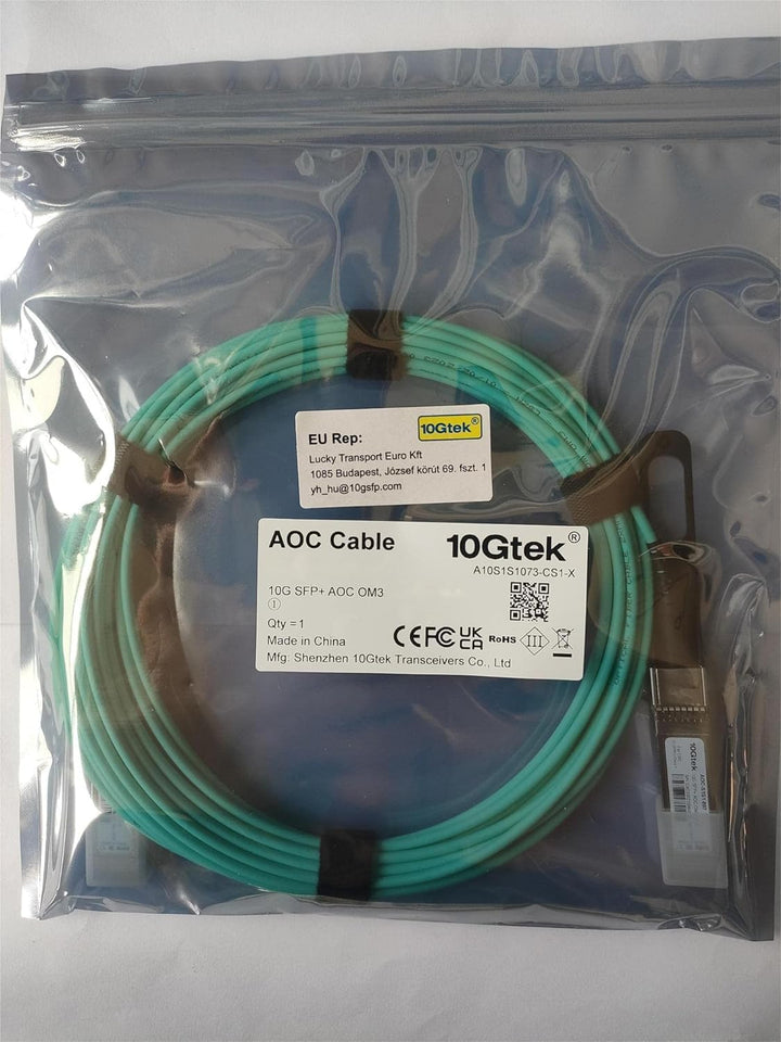 10Gtek für Ubiquiti UniFi 10GbE SFP+ AOC Kabel 10-Meter, 10GBASE Active Optical SFP+ OM3 MMF Cable f
