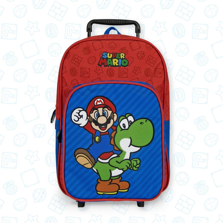 Super Mario Kinderrucksack mit Rollen - Kindergarten Rucksack für Kinder 3 4 5 6 Jahre - Trolley Sch