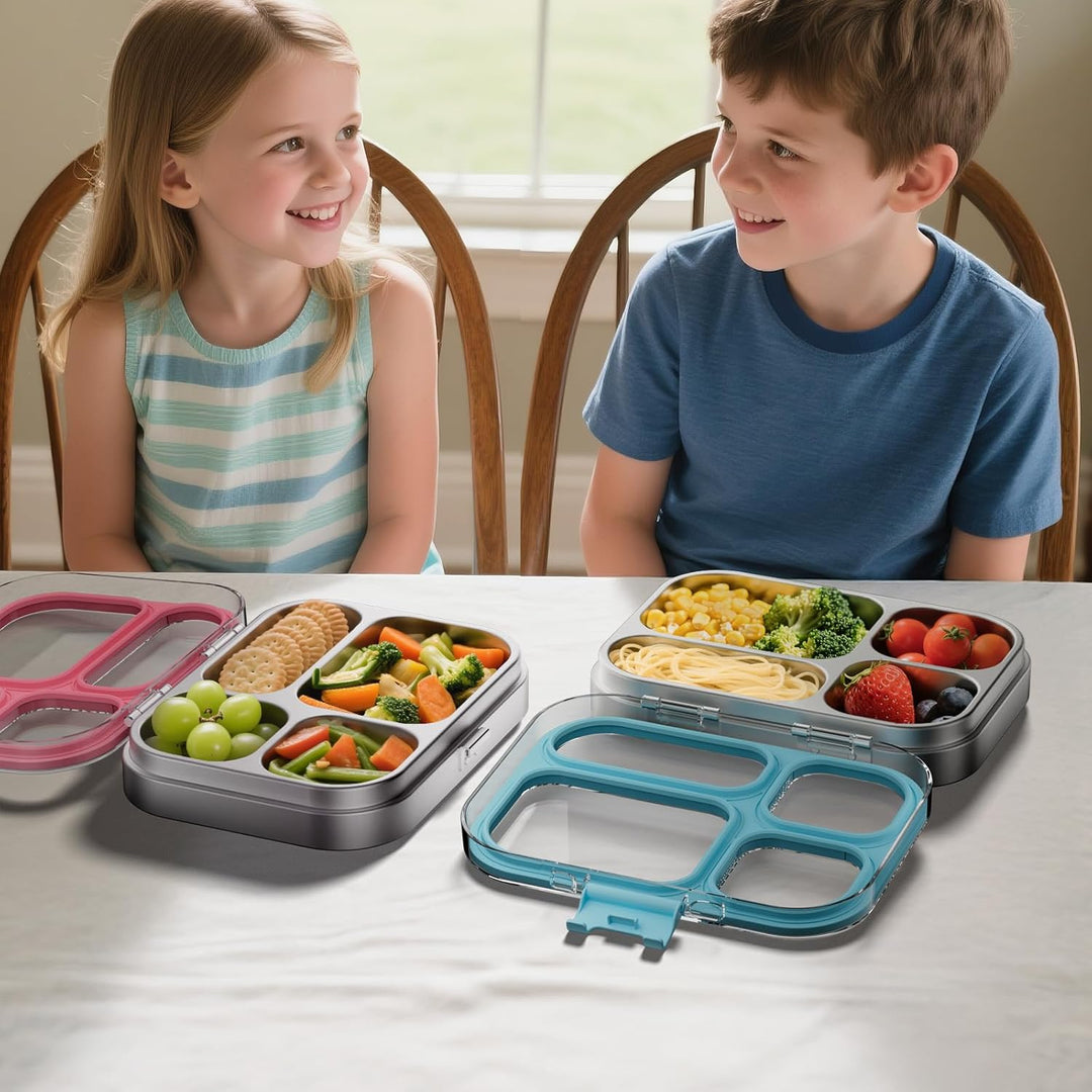G.a HOMEFAVOR Edelstahl Brotdose Kinder 800ml Metall Bento Lunchbox mit 4 Fächern Auslaufsichere Bro