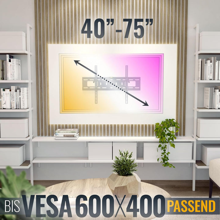 RICOO TV Wandhalterung Fernseher Neigbar Flach Slim für 37-70 Zoll, Universal TV Halterung N2364, Fe