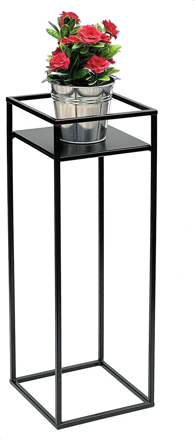 DanDiBo Blumenhocker Metall Schwarz Eckig 62 cm Blumenständer Beistelltisch 453 Blumensäule Modern P