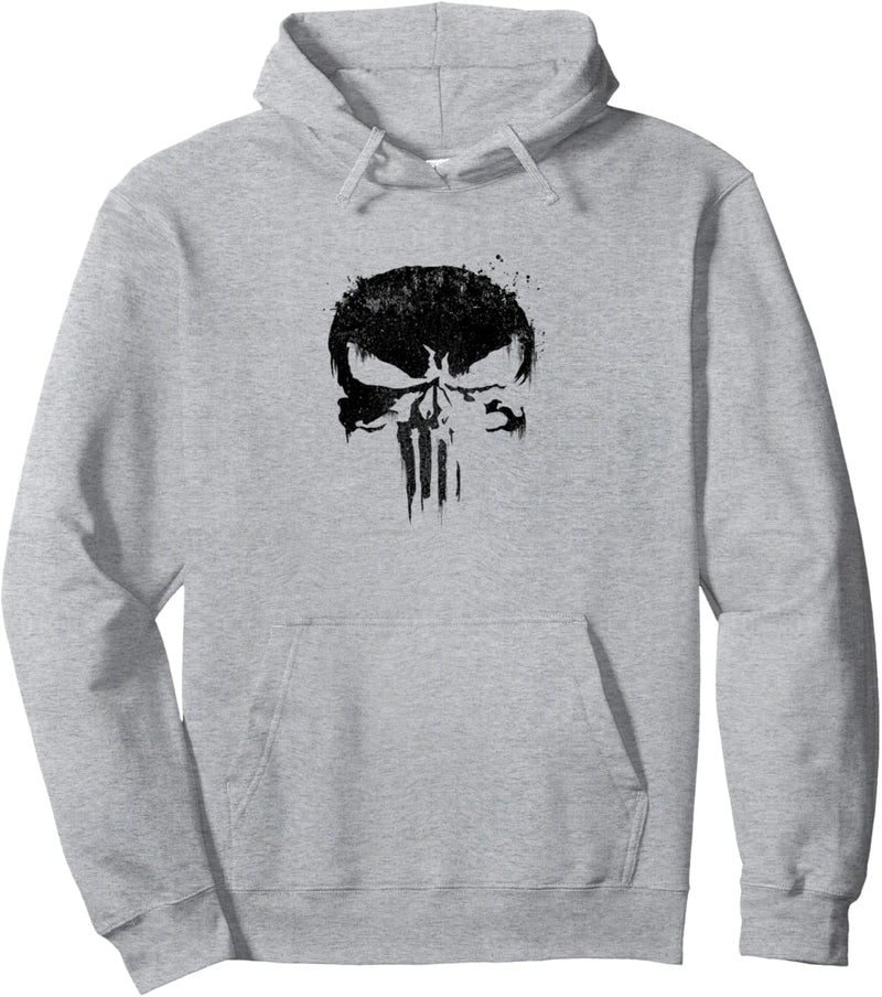 Marvel Punisher Black Paint Splatter Skull Pullover Hoodie