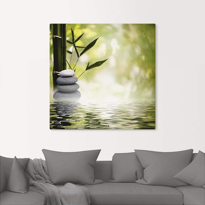 ARTland Leinwandbilder Wandbild Bild Leinwand 70x70 cm Asien Zen Wellness Spa Wasser Bambus Steine G