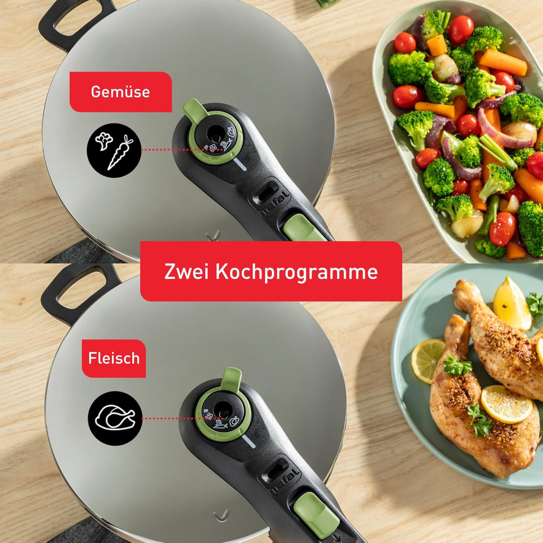 Tefal P2580400 Secure Trendy Schnellkochtopf 4 L | 2-Stufen-Garregler: Intensivstufe 117°C, Schonstu