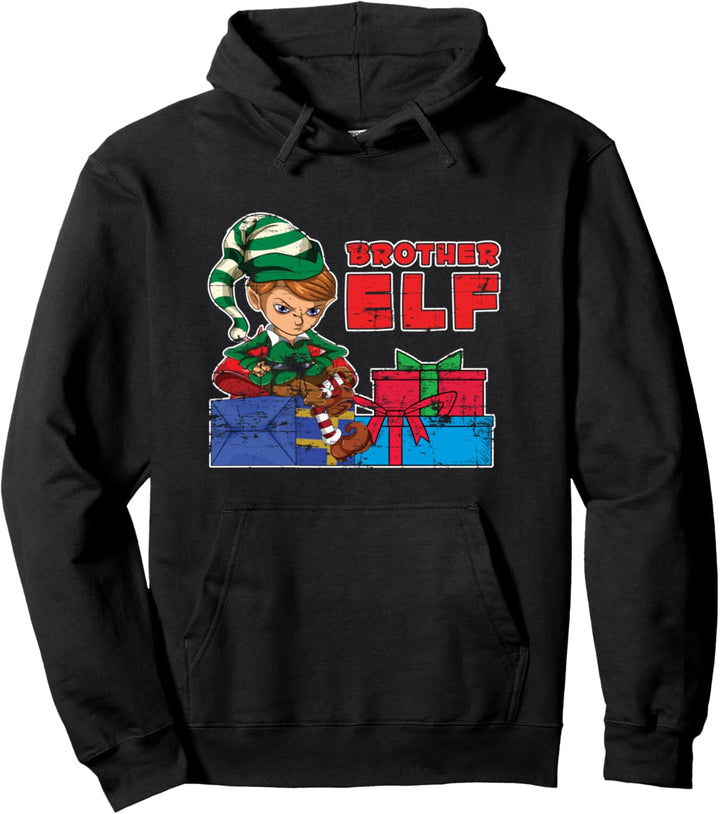 Bruder Elfe Partnerlook Outfit Geschenk Weihnachtselfe Pullover Hoodie