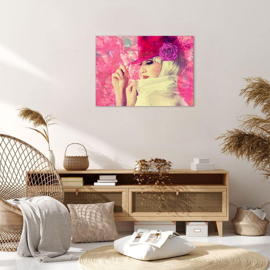 Bilder auf Leinwand weiblich Blumen- Blume Mode Leinwandbild 70x50cm Wandbilder Dekoration Wohnzimme