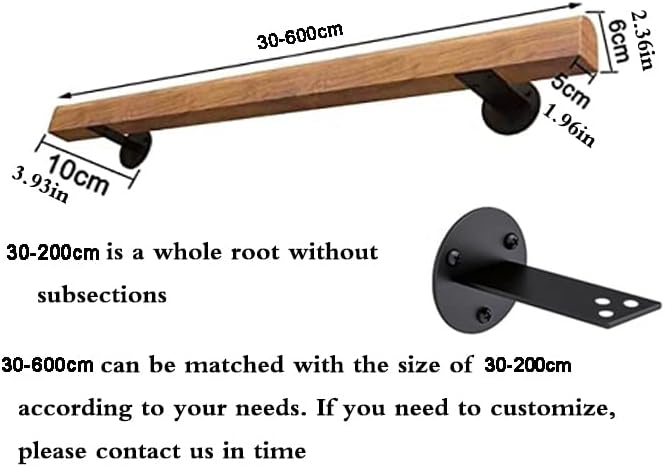Handläufe für Treppen 30-600cm Holzhandlauf mit Halterungen, Rutschfeste Treppengeländer Stützstange