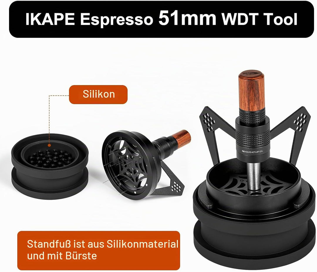 IKAPE Mantis WDT Distribution Tool, 51MM Espresso Rührer Distribution Tool für Barista - 8 Nadel Esp