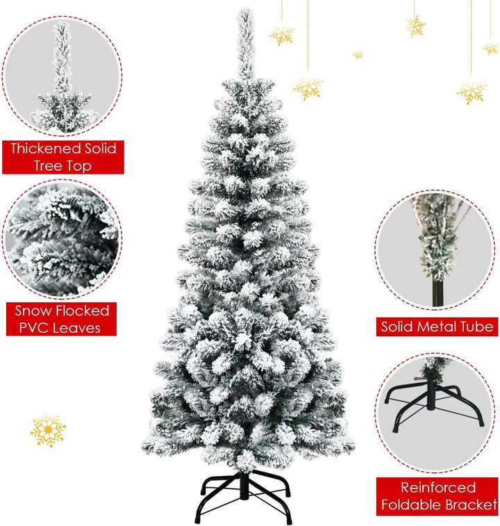 RELAX4LIFE Weihnachtsbaum Künstlich mit Schnee, Tannenbaum 135 cm, Bleistift Weihnachtsbaum, Christb
