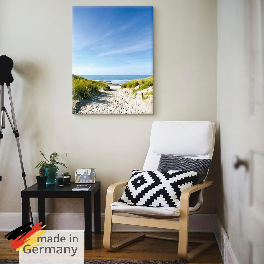 ARTland Leinwandbilder Wandbild Bild auf Leinwand 45x60 cm Strand Meer Küste Nordsee Sand Dünen Natu