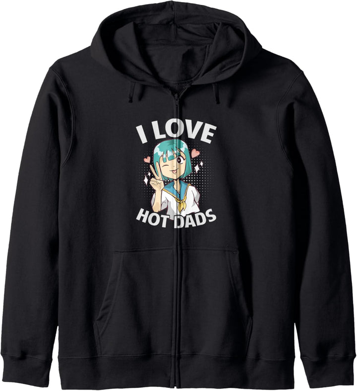 "I Love Hot Dads", lustiges Kawaii-Anime, süsses Mädchen Kapuzenjacke