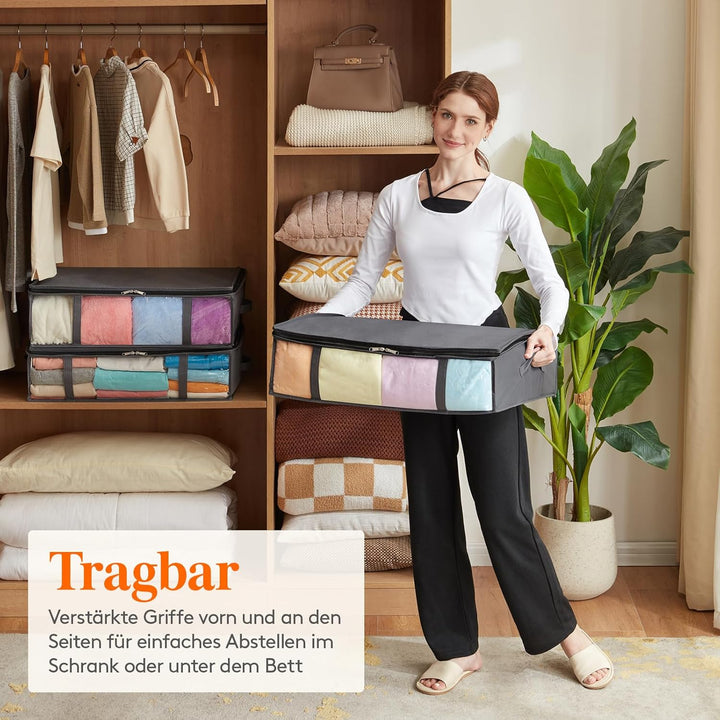 Lifewit 4 Stück 40L Unterbett Aufbewahrungsbox, Faltbare Unterbettkommode Aufbewahrungstasche Storag